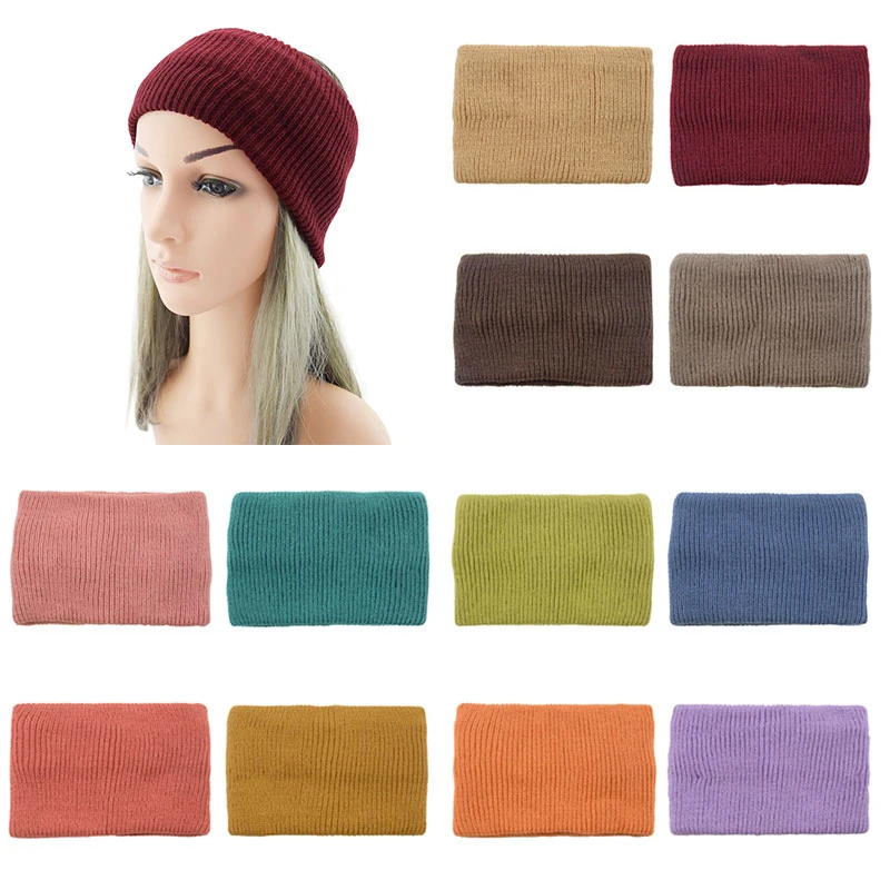

Stretch Knitted Headband For Women Girls Hair Accessories Casual High Elastic Hair Bands Simple Basic Solid Color Headband