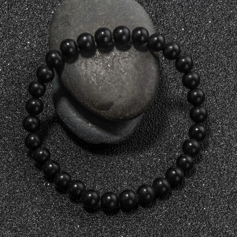 Модные ювелирные изделия 6/8/10 мм матовый черный браслет из агата для