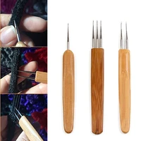 new hair braid pricker bamboo handle hair crochet lock needle dreadlock crochet 0 50 75mm hook for dreads lock needle