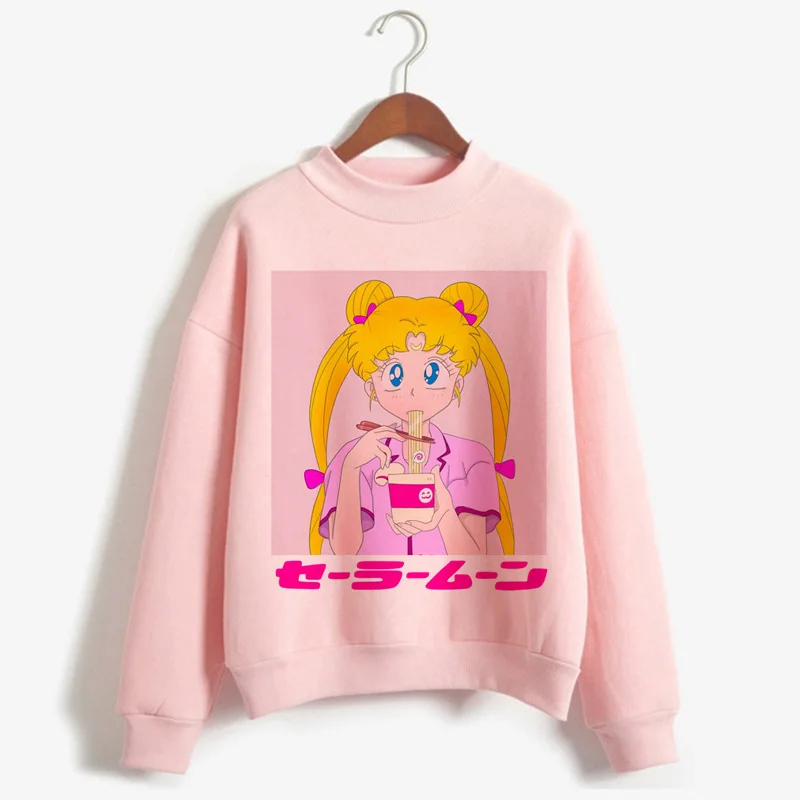P1851J-pink Сейлор Мун каваи Харадзюку толстовки для женщин Ullzang милый кот Аниме Забавный мультфильм свитшоты Usagi 90s Эстетическая толстовка женская - Цвет: P1851J-pink