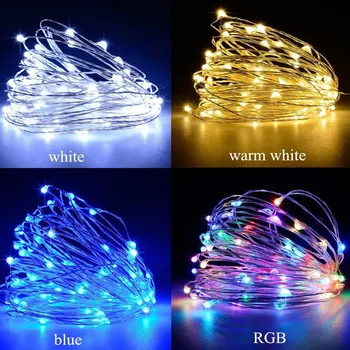 LED Fairy Lights Battery Operated Remote Copper Wire Light Garland Christmas Wedding Party String Lights For Home Decoration 3