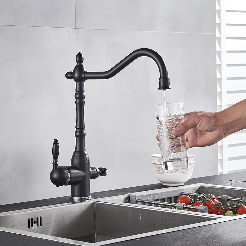 Кухонный фильтр для воды, кран для кухонных смесителей с двойным носиком, фильтр-смеситель, смеситель, вращение на 360 градусов, функция очистки воды, краны