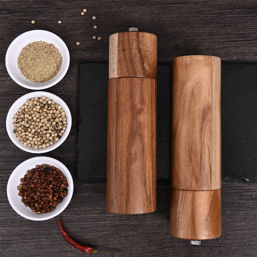 

Cylindrical Grinder Acacia Wood Pepper Grinder Ceramic Core Manual Pepper Grinder Multipurpose Seasoning Bottle Kitchen Tool
