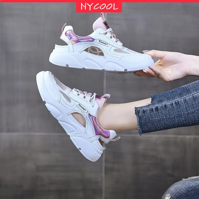 

NYCOOL Brand 2020 Ins Trending Sport Ladies Shoes Girls White Sneakers Outdoor Trekking Sandals Women Casual Hollow Mesh Shoes