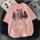 Новые летние Bratz письмо для женщин футболки повседневные белые топы Мода Harajuku с коротким рукавом и принтом Y2k Графический уличная футболка