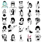 25 листов CC 6X6cm маленький винтажный Старый Школьный Стиль пистолет для девочек Женский Черный Белый лицо Временные татуировки стикер боди-арт поддельные татуировки