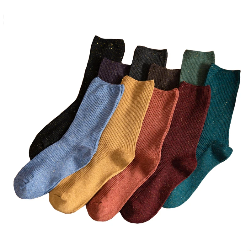 2022 New Fashion Women Crew Socks Cotton Autumn Winter Solid Color New Style Color Casual High Quality Simplicity Long Socks