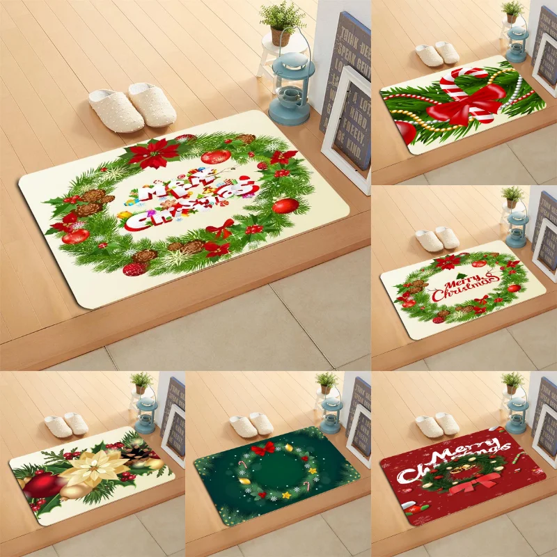 

Nice Garland Christmas Doormat Party Accessories Mat Machine Made Anti Slip Carpet Living Room/Hallway Bath Mat Christmas Gift