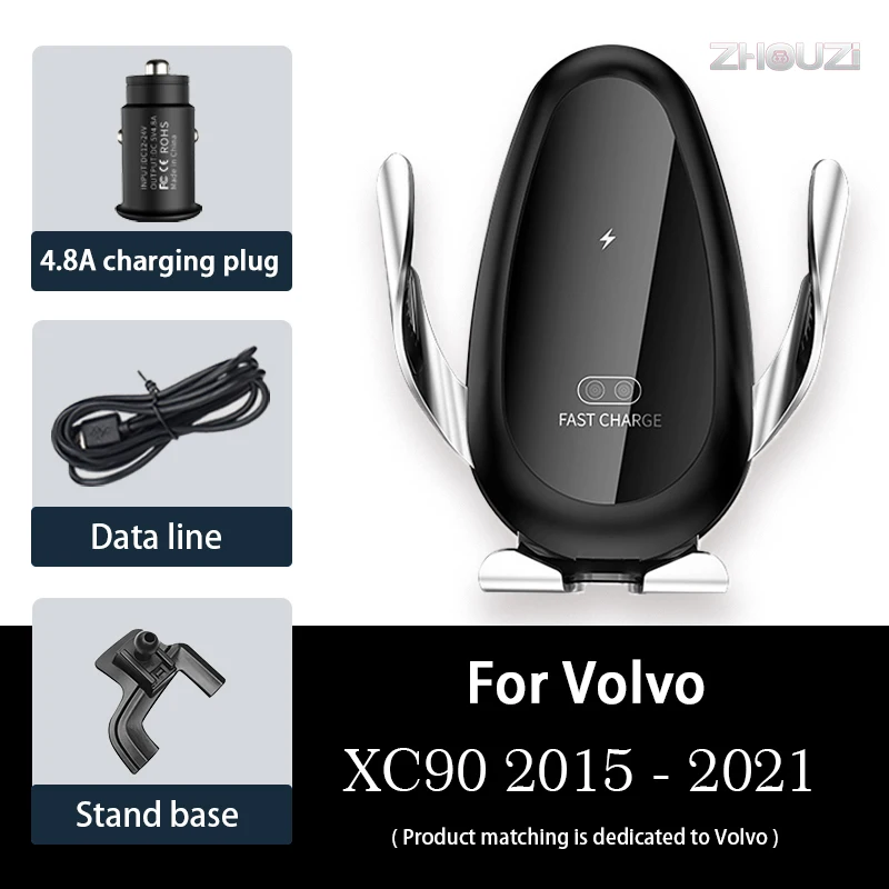 

Car Wireless Charger Car Mobile Phone Holder Air Vent Mounts Gps Stand Bracket For Volvo XC90 2015-2021 Auto Accessories