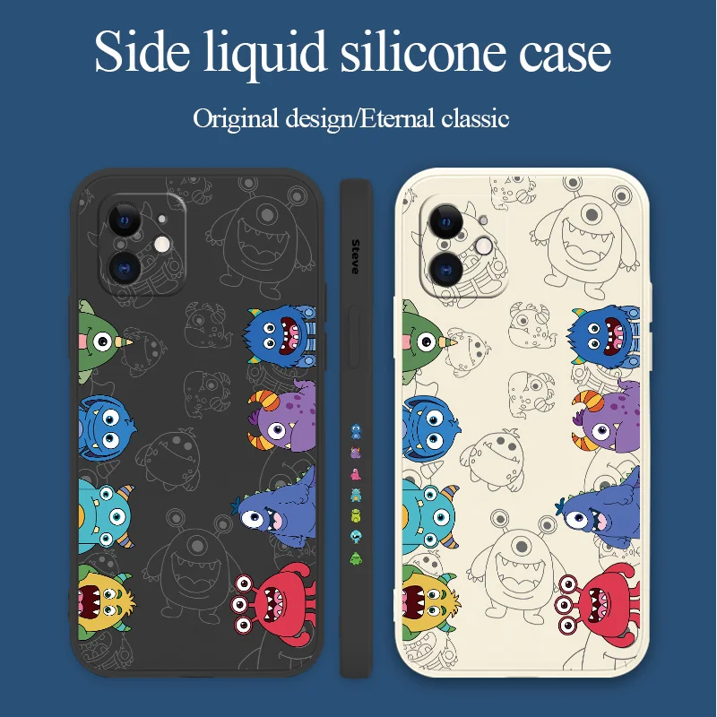 

Ins Little Monster Silicone Case For iPhone 12 13 Pro Max Mini 11 Pro Max X XR XS MAX SE2020 8 7 Plus 6 6S Plus Soft Phone Cover
