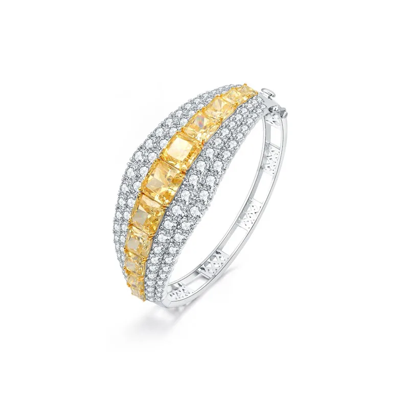 

Dexule Topaz Diamond Bangle 100% Real 925 Sterling Silver Engagement Wedding Bangles Bracelets for women Bridal Gemstone Jewelry