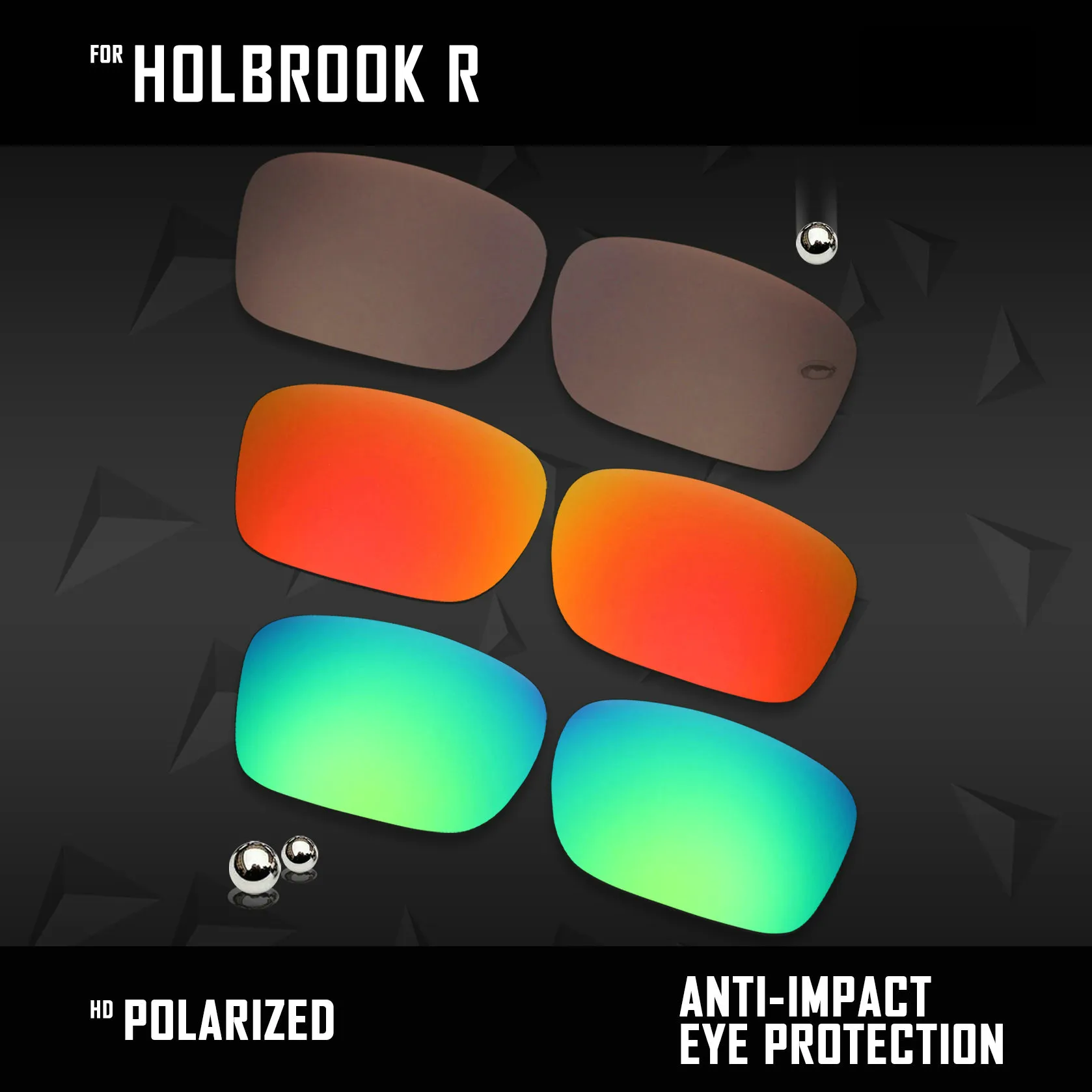 OOWLIT 3 Pairs Polarized Sunglasses Replacement Lenses for Oakley Holbrook R OO9377-Brown & Fire Red & Emerald Green