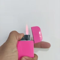 new cute cartoon pink ultra thin inflatable cigarette lighter jet turbo butane red flame metal windproof lighter gift for woman