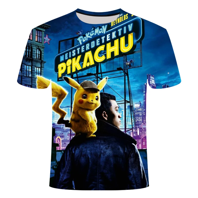 New 3D Movie Detective Pokemon Pikachu T-shirt For Boy/girl Tshirts Fashion Summer Casual Tees Anime Cute Cartoon Clothes - Цвет: TX1305