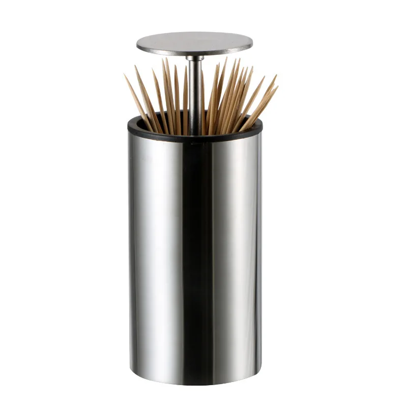 

304 Stainless Steel Thickened Toothpick Holder Hotel Toothpick Holder Creative Push-type Portable Toothpick Holder