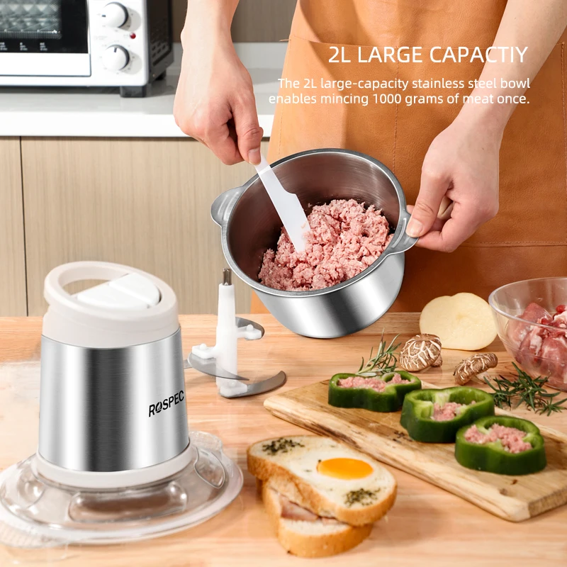 Электрический многофункциональный измельчитель ROSPEC Мясорубка из нержавеющей