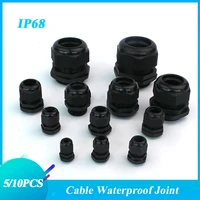 12510pcs waterproof cable gland pg7 pg36 whiteblack connector joint cable entry ip68 nylon plastic