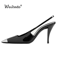 brand new summer metal small square toe heel sandals pumps women slingback high heels sexy wedding stiletto party female