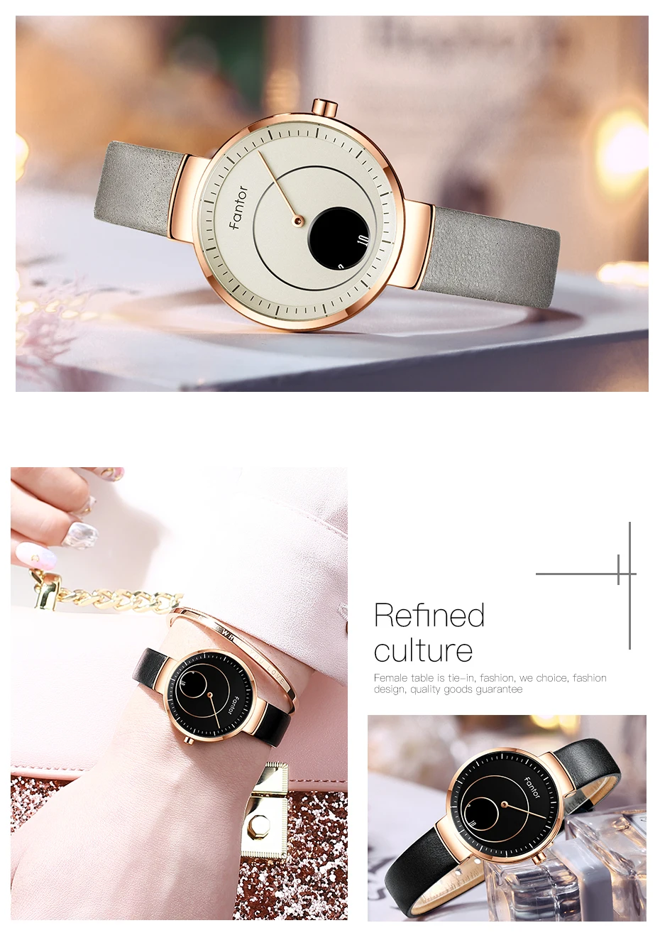 Fantor женские часы люксовый бренд циферблат кожа montre femme женские наручные часы водонепроницаемые relogio feminino