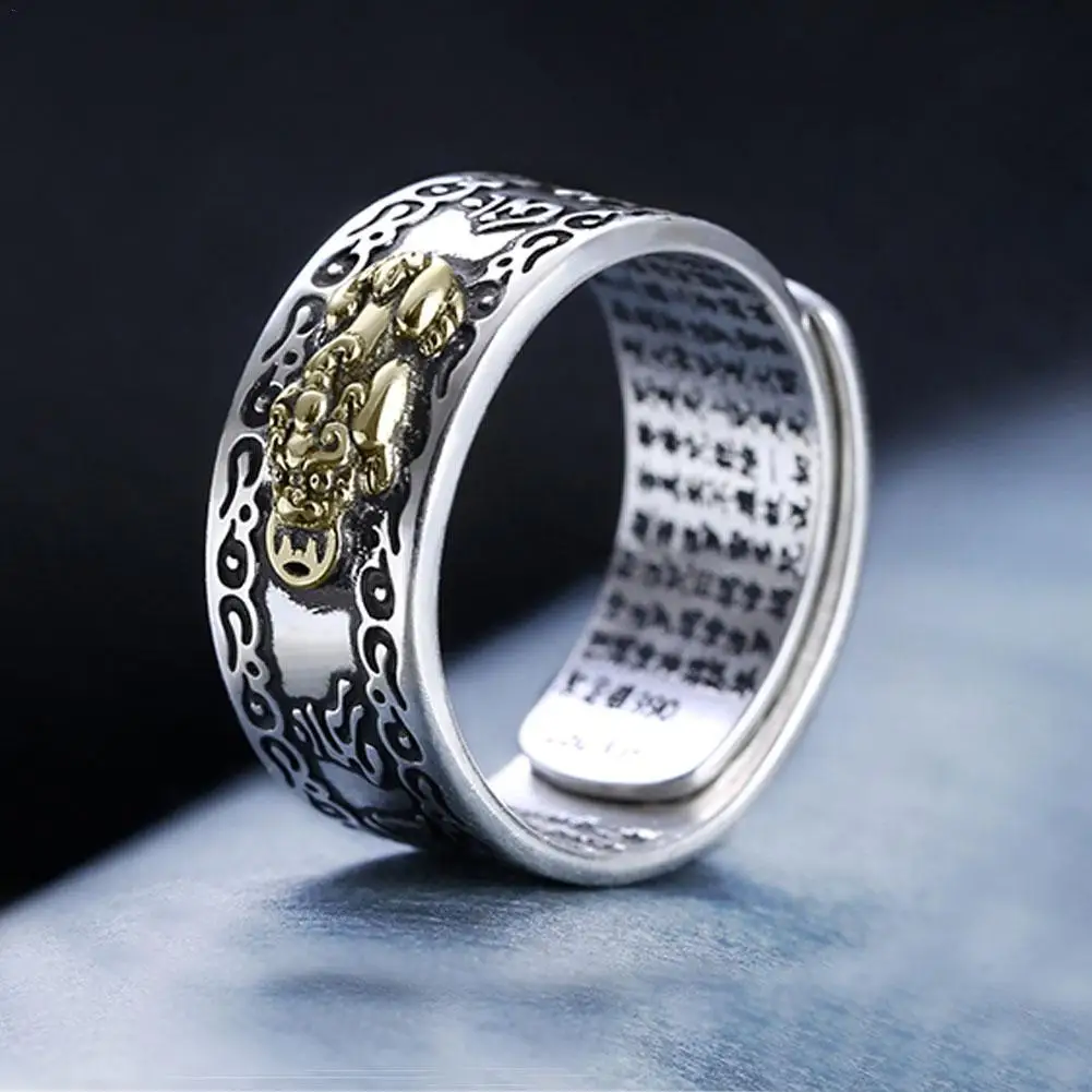 

Couple Ring Feng Shui Amulet Wealth Lucky Open Adjustable Ring Buddhist Jewelry for Women Men Gift