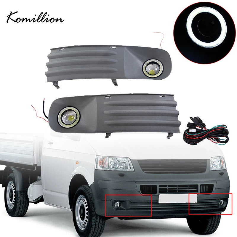 

1Pair Car LED Fog Light White Angel Eyes Foglamp Grille Daytime Running Lights for VW T5 2003 2004 2005 2006 2007 2008 2009