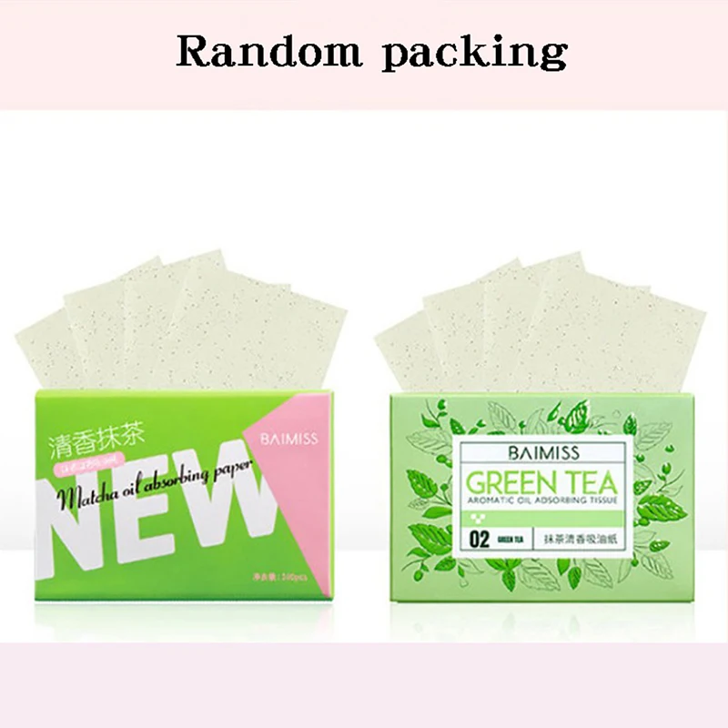 

100pcs/pack Cleansing Oil Control Absorbent Paper Matting Tissue Beauty Skin Care Green Tea Face Wipes Oil Control Sheets Paper
