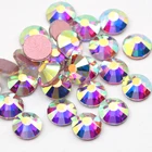 Высококачественное 3D украшение, SS4-SS30, Золотая розовая основа, кристалл AB, плоская обратная сторона ногтей, Стразы без горячей фиксации, клей для ногтей, стразы s