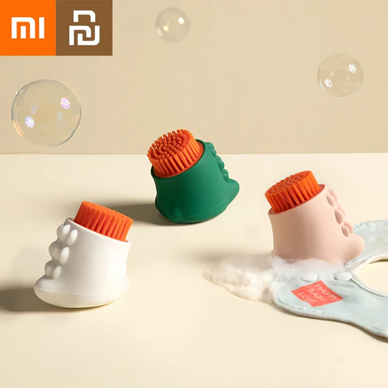 

NEW2022 Xiaomi Youpin Dinosaur Laundry Brush Underwear Cleaning Brush Three Brush Head Soft Shoe Brush Silicone Brush Household