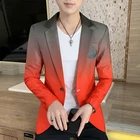 Новый мужской блейзер, модная весенне-летняя одежда, мужской костюм, куртка, градиентные цвета, Повседневный, приталенный, причудливый, для вечевечерние НКИ, Блейзер, пальто певицы