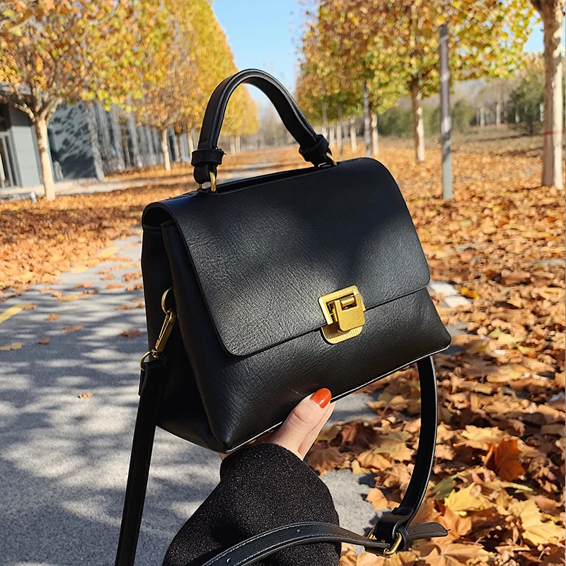 

Vintage Pure color Tote bag Winter New Quality PU Leather Women's Designer Handbag High capacity Shoulder Messenger Bag