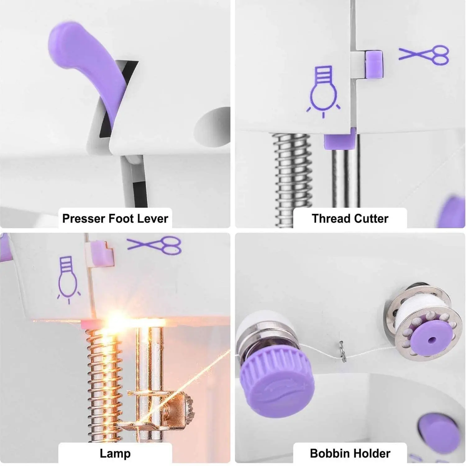 Электрическая швейная мини машина GOXAWEE регулируемая 2 скоростная бытовая ручная