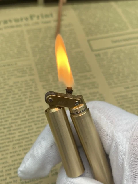Creative Slender Kerosene Lighter Copper Cylindrical Nunchaku Interesting Retro Grinding Wheel Lighter Foldable Portable Tool