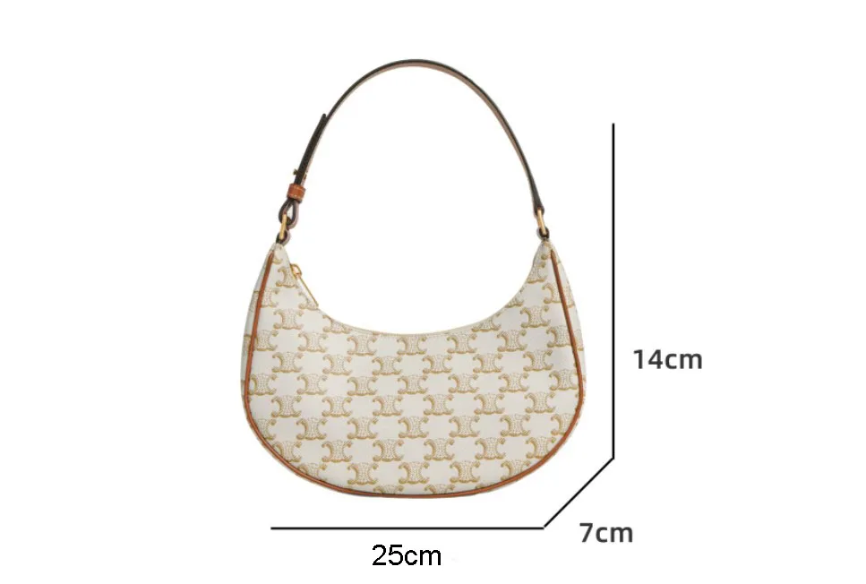 

Luxury Women Cowhide Stitching Baguette Bag Fashion Purses Brand Designer Underarm Moon Bag Hobo 2021 With Original Gift Box