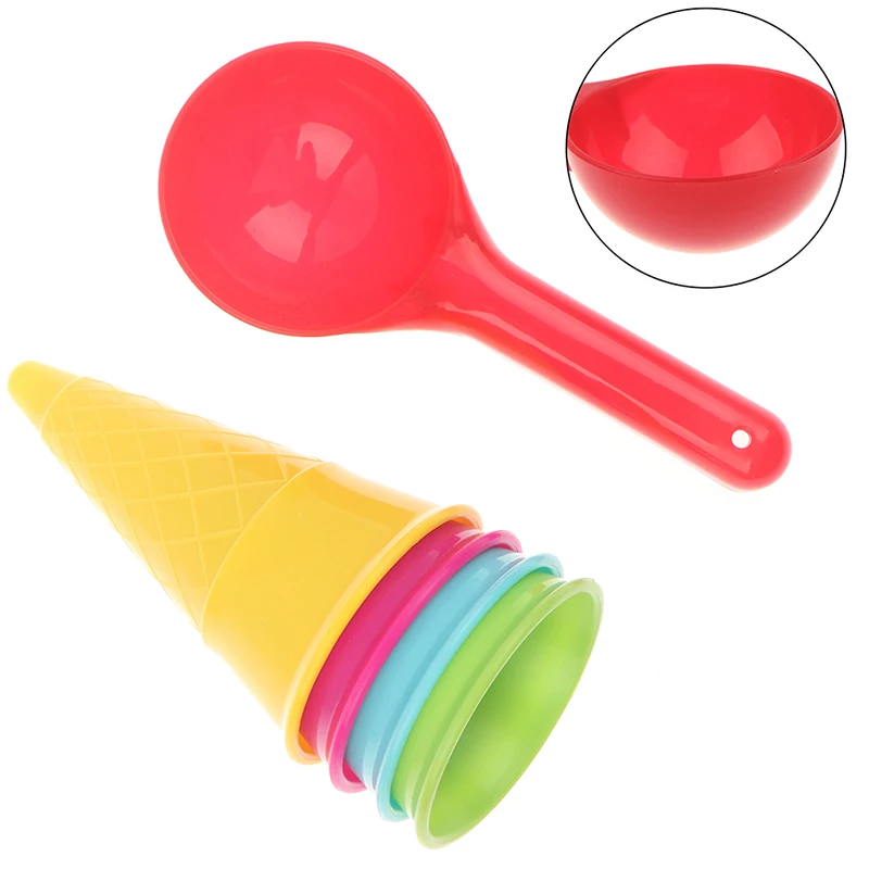 5 Pcs/lot Cute Ice Cream Cone Scoop Sets Beach Toys Sand Toy For Kids Children Educational Montessori Summer Play Set Game Gift
