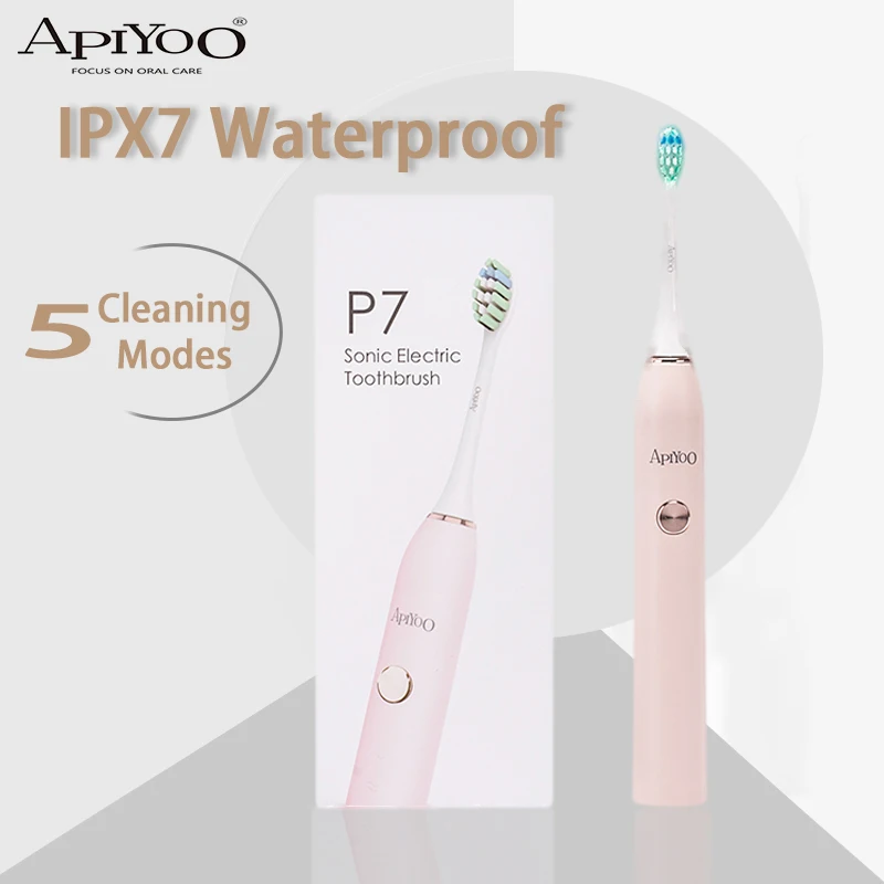 

Apiyoo P7 Sonic Electric Toothbrush USB Rechargeable Toothbrush 5 Mode Adult Timer IPX7 Waterproof Automatic Ultrasonic Brush
