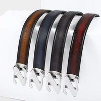 mens metal automatic buckle belt for gentlemenn italian cowhide leather belt brand designer cummerbund high quality letter belt