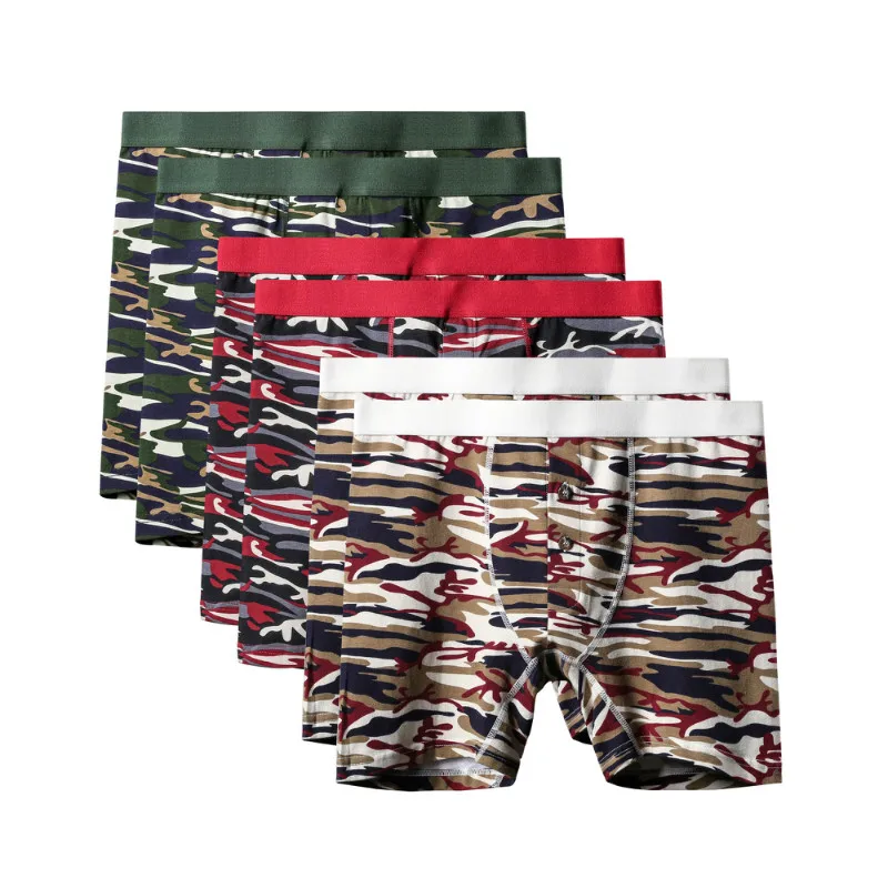 6Pcs A1145 Mix A31 6 шт./лот, качественное Мужское нижнее белье размера плюс, камуфляжное нижнее белье, боксеры для мужчин, длинные ноги, хлопковые боксеры, шорты для мужчин, s u-выпуклые мягкие трусы 6XL - Цвет: 6Pcs A1145 Mix A31