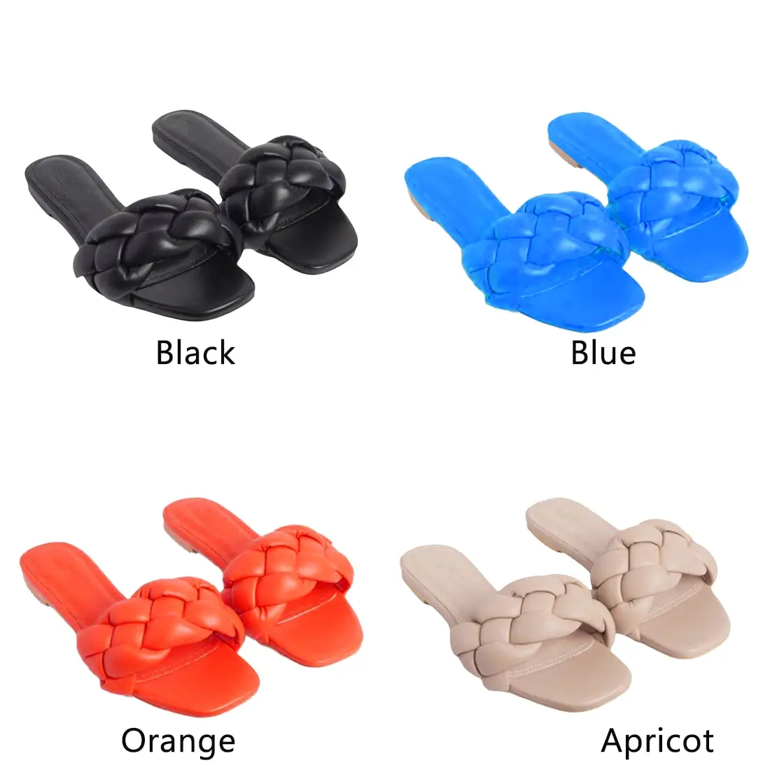 

2021 Fashion Flat Slippers Women Weave Slides Sandal Ladies Outdoor Beach Lady Shoes Woman Home Slippers Female Flip Flops