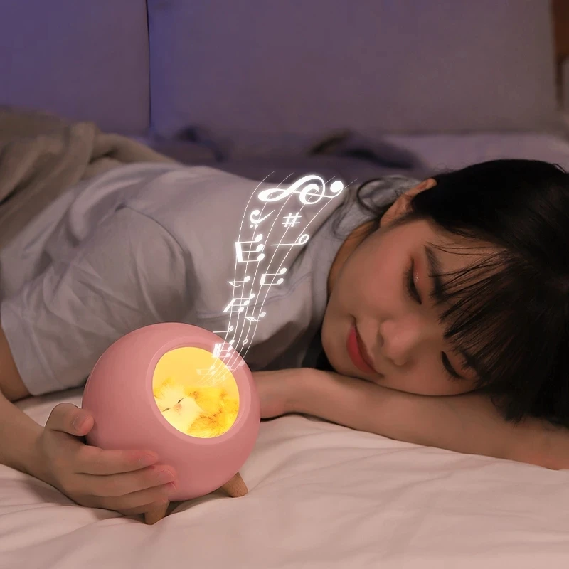 Cute Cat House Bluetooth Speaker Night Light Touch Dimming LED Baby Kids Bedside Sleep Lamps Bedroom Home Decor Holiday Gift | Лампы и