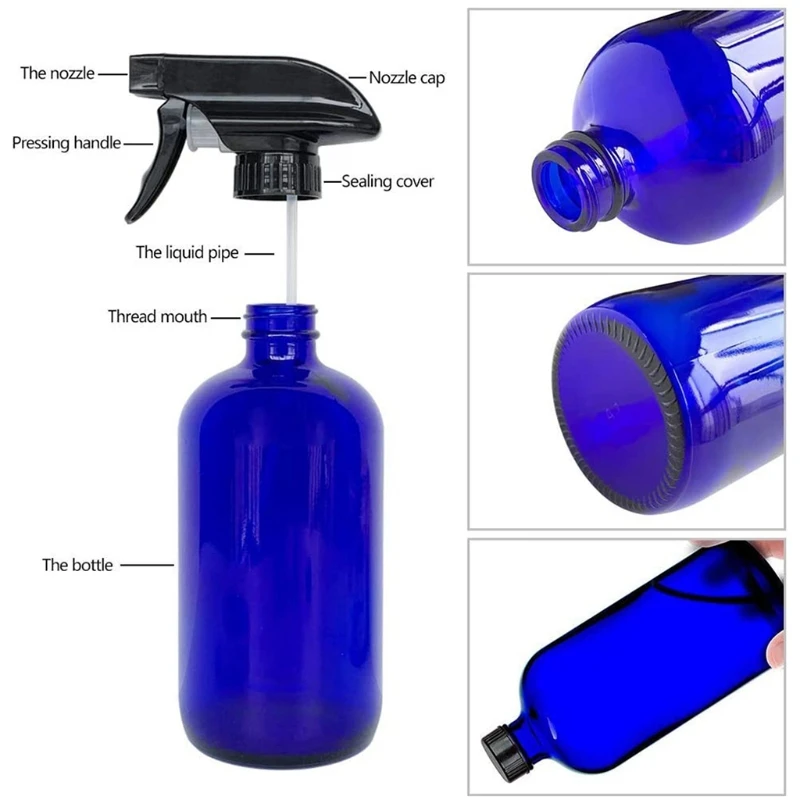 

27RC 2pcs 250ml Empty Glass Spray Bottles Refillable Container for essential Oils