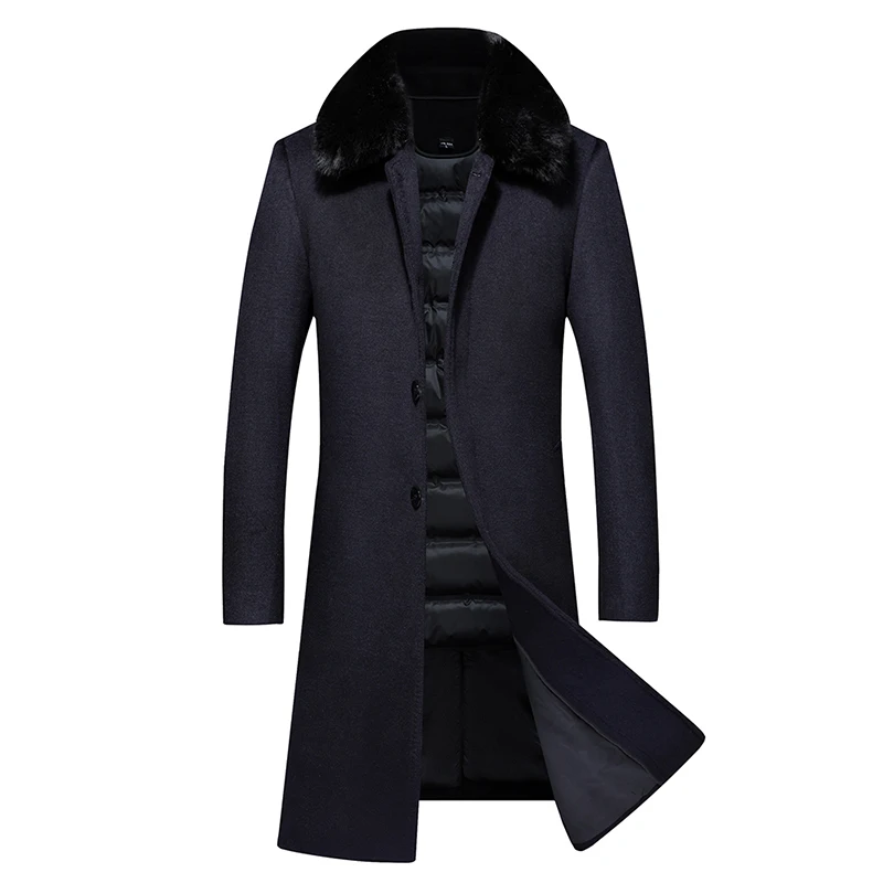 

2021 New Men Wool Overcoat Winter Woolen Long Coat Thick Warm Winter Coats Fashion Business leisure Blend Mens Peacoat