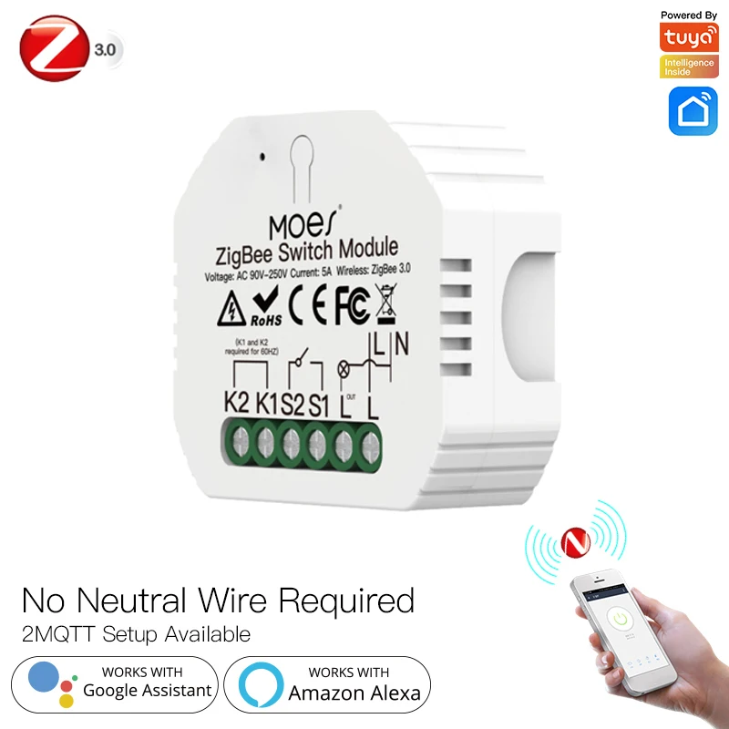 

Mini Tuya ZigBee DIY Switch Supports 5A 1/2 Way Control Smart Home Automation Module Works with Alexa Google Home Smart Life App