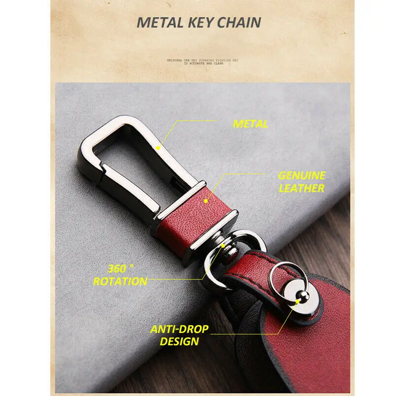 

1Pcs Retro Leather Car Remote Smart Key Fob Case Cover Chain For Mazda 3 5 6 CX5 7 9