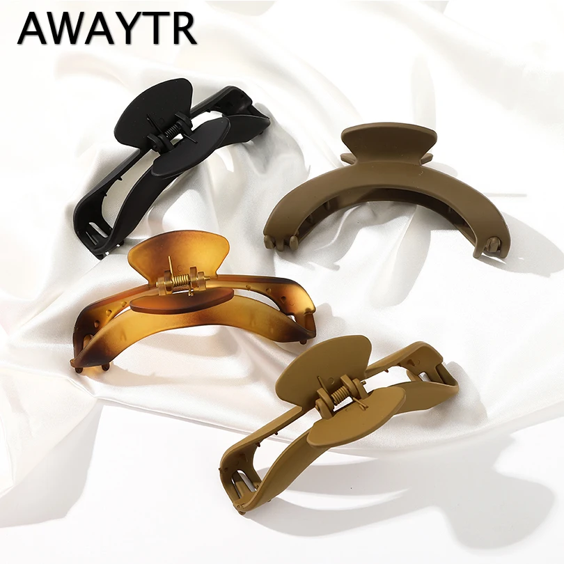 

AWAYTR Korean Hairpin Acetate Matte Brown Hair Claws Women Fashion Geometric Hair Grab Headdress Shark Acrylic Clip Accessories