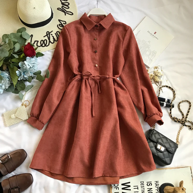 

2019 New Spring autumn Sweet Dresses Women Fashion Vintage Dress Temperament Lantern Sleeve Dresses Female Vestidos cc934