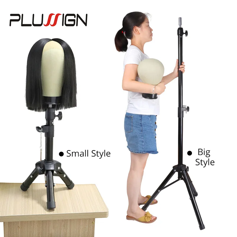 Adjustable Black Aluminum Mannequin Head Tripod Stand Normal And Mini Style False Mannequin Head Holder Wig Making Tools