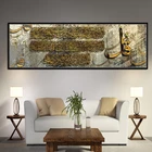 Золотая мусульманская каллиграфия картина маслом Печать на холсте плакат и принты настенные картины для гостиной украшение без рамки