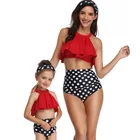 Купальный костюм для мамы и дочки, семейный купальник, бикини, пляжная одежда, купальный костюм для мамы и ребенка, новинка 2021 года, летние комплекты
