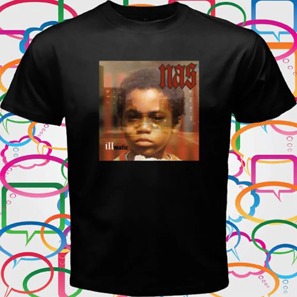 Nas Illmatic альбом Обложка рэп хип хоп Мужская черная футболка Размер S до 3XL