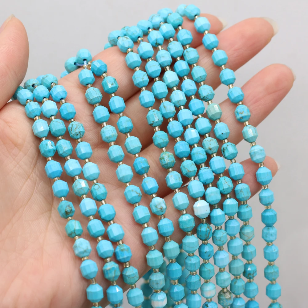 

Натуральный Полудрагоценный камень, Круглый бисер синей бирюзы, 6 мм, сделай сам для изготовления ювелирных изделий, ожерелий, браслетов, ак...